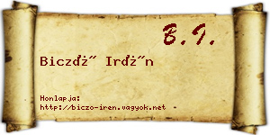 Biczó Irén névjegykártya